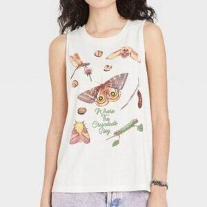 Where the Crawdads Sing Tank Top Cream Graphic Print Womens Size XS
